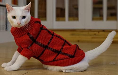 Orew urtleneck кучиња argyle џемпер за мали кучиња мачка