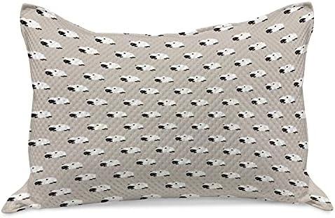 Ambesonne овци плетени ватенка перница, континуирано скокање крзно животинско броење на модел на тема за спиење, стандардна обвивка за перница со големина на кралот за