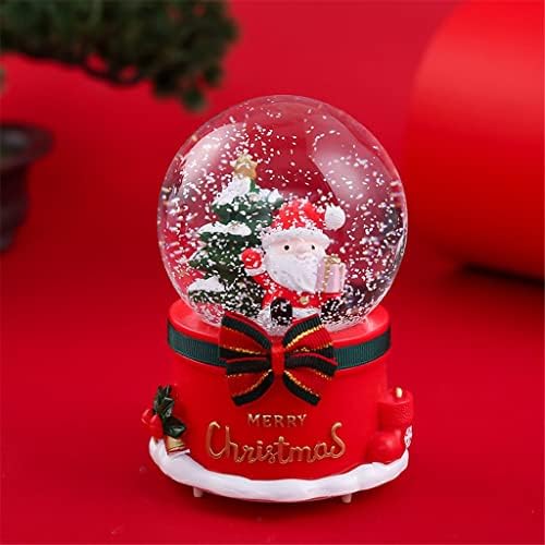 Lhllhl креативна Божиќна кристална топка музичка кутија Деца девојки роденденски подарок Дедо Мраз Сјајно Снегнување на музичка кутија за снегулка