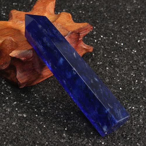Природна карпа лапс лазули кварц кристална камен точка заздравување на стапче темно сина боја