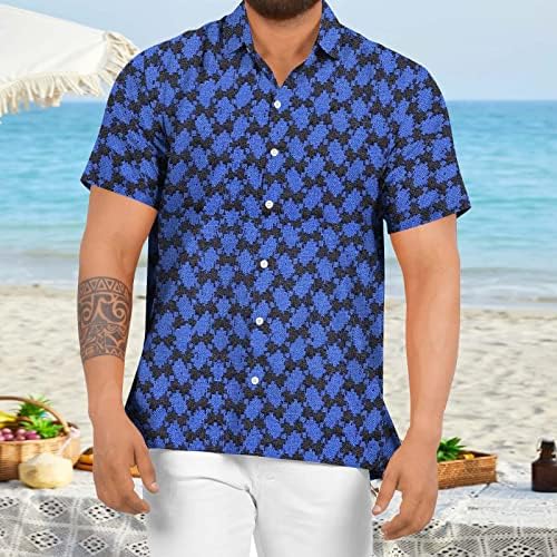 Beuu 2022 Нови кошули за мажи, копче за кратки ракави на лето надолу од врвови, графички принт опуштено вклопување обична плажа