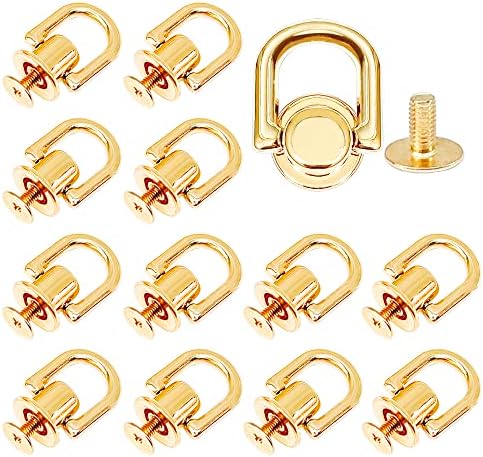 12 компјутери d прстен столбови топка за кожна чанта, d ринг -столбни завртки по копчињата на главата златни топка столпчиња со д прстени метален прстен за DIY паричник