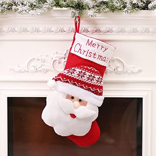 Божиќни чорапи на Аетиг 3 парчиња, кадифен симпатичен Дедо Мраз снежен човек елк Божиќни чорапи, бонбони за подароци за бонбони, камин камин,