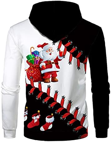 GDJGTA Божиќна печатена кошула со качулка за мажи Есенска влечење пуловер тенок обични дуксери со долги ракави врвна блуза