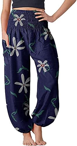 Секси јога панталони за жени задник со врвни панталони за хипи панталони удобни пижами пижама јога женски панталони бохо лабави панталони