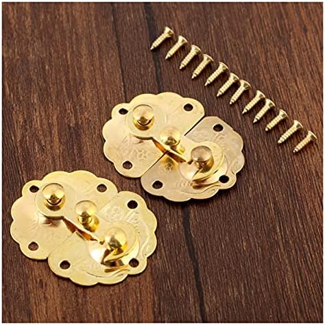 Seewoods WS823 2PCS Злато железо брави улови 3545мм Хаспс Клипки Баки Мало заклучување за накит од дрво куфер мебел хардвер клуч со таблички