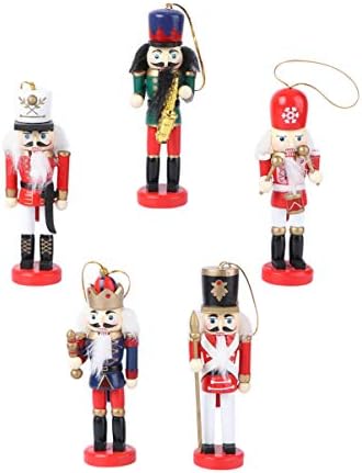 Pretyzoom 5 парчиња дрвени Божиќни оревици војници фигури украси Божиќни празници украси за виси украси 12 см