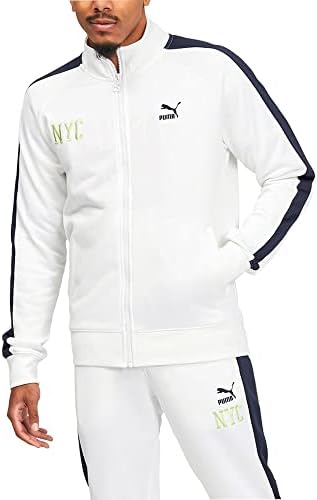 Puma Mens NYC Златни нараквици T7 јакна Обичен атлетски надворешна облека - Бело