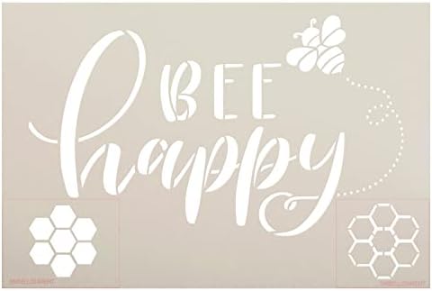 Пчела Среќно Сценарио Матрица Од Студиор12 | Занает САМОСТОЈНА Пролет Дома Декор | Боја Инспиративно Дрво Знак | Еднократно Милар