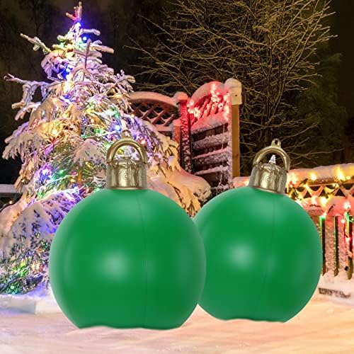2 парчиња 18 инчи гигантска ПВЦ Божиќна топка, Божиќна Божиќна надувување украсена топка голема надувување преголеми божиќни украси
