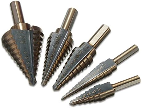 Дупки за чекор -парчиња HSS 4241 5 парчиња инчи HSS кобалт чекор дупчалка постави порозна алатка за дупчење метал со метал со големина од 50 големина