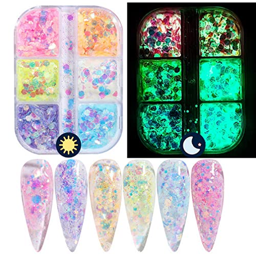Woration 6 бои Ноктилулозни Sequins Nail Charms Artictory Adcories Nail Decortas