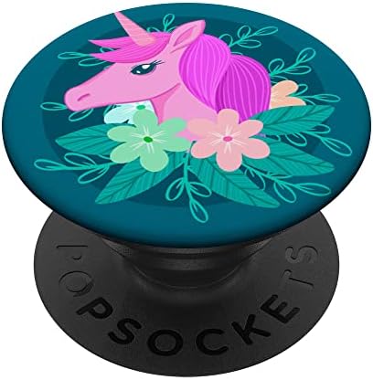 Симпатична еднорог и цветна позадина Шарена шема Popsockets Swappable PopGrip