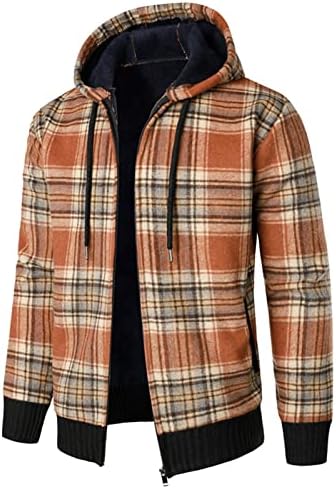 Менс зимски јакни со качулка кабел карирано плетење плетење палто џемпер топло цврста боја јакни врвови за мажи