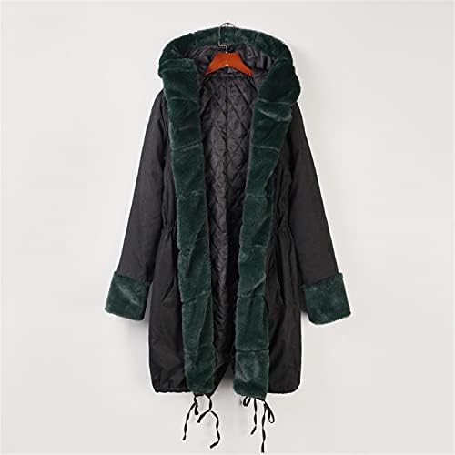 Listha faux крзнено палто, женски качулка, топло палто зимско густо јакни џебови