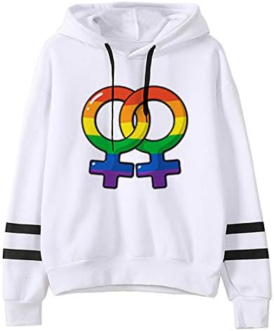 Rainубовта на срцето на виножито е loveубов ЛГБТ геј лезбејска гордост пулвер качулка женски обични врвови со џемпери со аспиратор