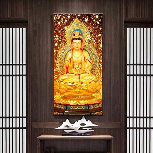Зен Буда статуа мурал | Сликарска декорација на wallидови за дневна соба | Гуанин Буда виси сликање | Рамка за слика за заштита на