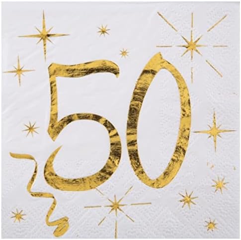 Златен 50 -ти роденденски пакет со таблички и чаши, 50 -ти роденденски садови, 50 -ти партиски украси, златен 50 -ти сет на забава