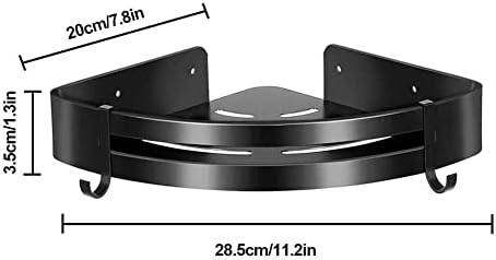 FVRTFT агол туш полици за бања, полица за бања, триаголник за складирање на туш за туш, полици со црни аголи, држач за алуминиумски
