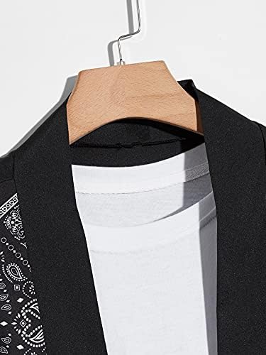 Ојоангл машки 2 парчиња облека поставени случајни јапонски графички принт отворени предни кошули со сет од шорцеви