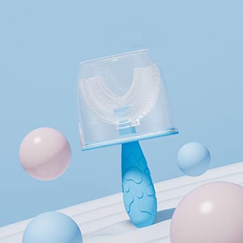 Исценета детска четка за заби во облик на U 2 парчиња U-тип 360 ° Орално чистење четка за заби Мека рачна обука за четка за заби силиконска