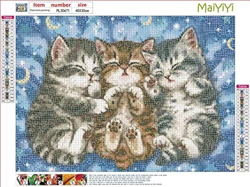 Симпатична мачка дијамантска сликарство по броеви - maiyiyi 5d целосна тркалезна дијамантска сликарство миленичиња мачка дијамантски сликарски