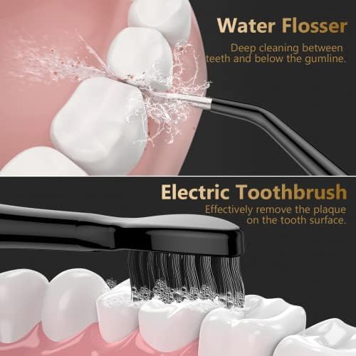 Вода за стоматолошки флосер со електрична четка за заби: 2 во 1 безжична вода за чистење на забите и четка за заби Комбо -