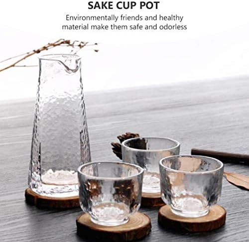 Стакло кабилок сет стакло чисто стаклени чаши за кафе 4 парчиња, постави стакло јапонски саки саки поставени со 3 чаши за добро