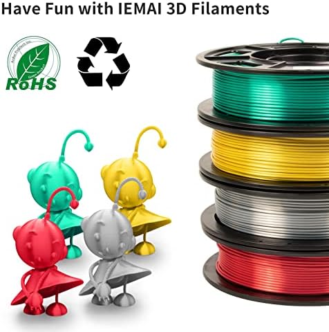 Филамент за печатач на филамента на Iemai Pla 3D, PLA FILAMENT 1.75 mm Silk PLA FILAMENT, сјајно метално златно сребро смарагд зелена, 3D печатење