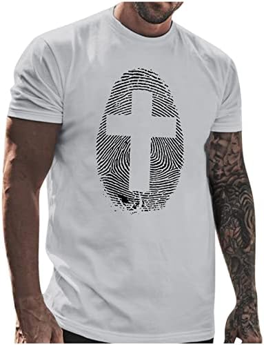 XXBR машки војник кратки ракави маици летни отпечатоци од прсти Исус вкрстена печатена маичка за вежбање спортски спортски врв врв