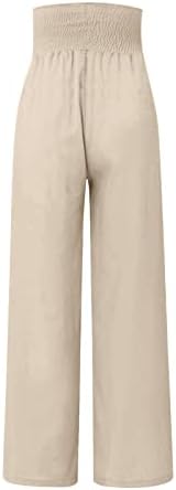 Панталони за жени, елегантно широко нозе со високи половини, цветни пантолони, панталони со џебови