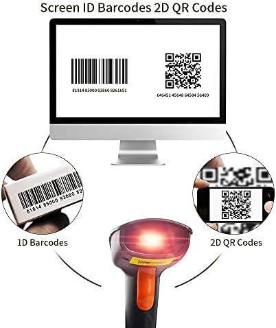 Posunitech USB Laser 2D скенер за баркод жичен рачен бар -код за скенер читач црна брза и точна