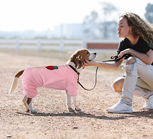 MXICNC кучиња пижами меки договори за мали кучиња момчиња девојчиња зимски пјс кадифени миленичиња облека кученце скокање, розови