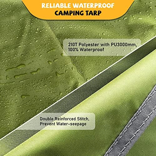 Кампување тарп, Khikerbro 10 × 15ft hammock tarp, водоотпорен хамак со големи димензии, лет од лесен дожд, лесен шатор со ладилки со 8*удели и 8 линии на момчиња, кампување шатор за ?