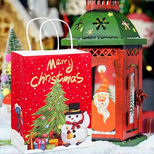 Светска чаршија 16 ПАРЧИЊА Божиќни Торби За Подароци Поставете Празнични Подароци Почестете Кеси Зимски Хартиени Кеси Со Дедо Мраз Ирваси