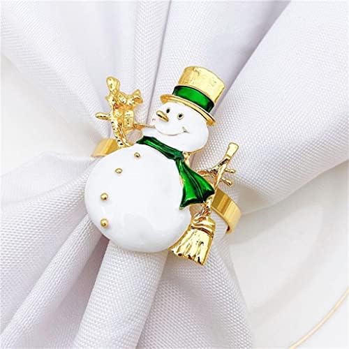 PQKDY Божиќни салфетки прстени сет од 6 држачи за прстени со метални салфетки за декор за трпезариска маса (боја: а, големина