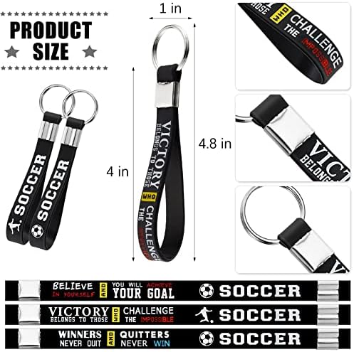Mtlee 24 парчиња фудбалски клучеви на големо фудбалски подароци спортови за забави партиски материјали со мотивациони цитати силиконски