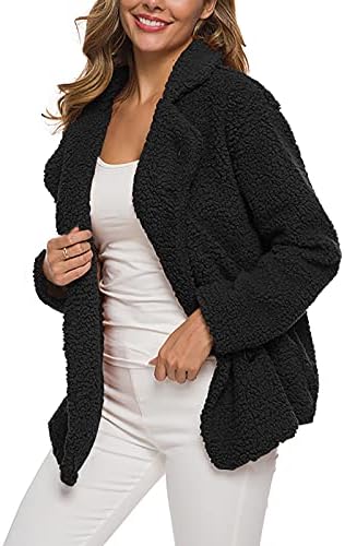 Зимски палта за жени, трендовски палто со долги ракави, палто за жени паѓаат плус големина цврста боја удобна јакна