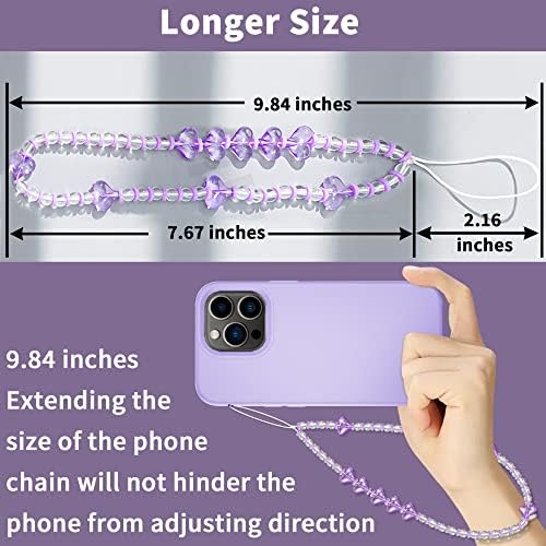 TACOMEGE Симпатична Кристално Монистра Мобилен Телефон Лента Рачен Зглоб За Жени Девојки, Срце Телефон Шарм Стринг За Паметен Телефон Случај, Airpod Случај