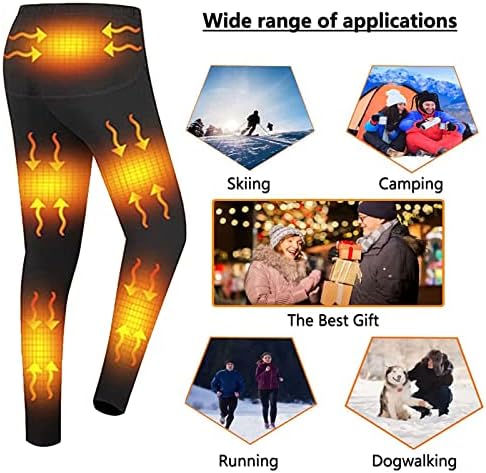Загреани панталони за мажи, 16 зони брзо загревање на термички панталони за долна облека, прилагодлива температура, USB Electric, Black,
