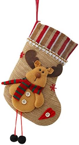 Сикоиу Божиќ банер Божиќни чорапи подароци ткаенина Санта Елк чорапи Божиќ, прекрасна торба за подароци за деца Камино дрво Божиќна декорација