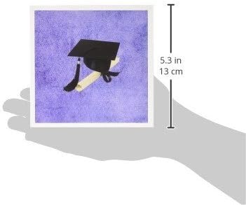3дроза Црна Капа За Дипломирање со Диплома За Виолетов Дизајн-Честитки, 6 х 6 инчи, сет од 6