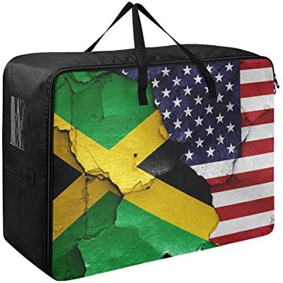 Н/ А Торба За Складирање Со Голем Капацитет-Знамиња Јамајка Сад Јорган Облека Организатор Декорација Водоотпорен Патент Подвижна Торба