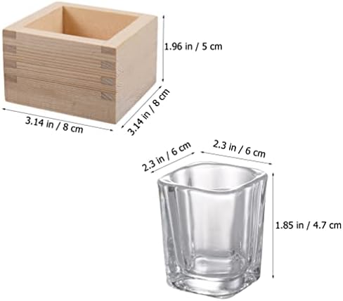 Стаклени чаши од хемотон Поставете стаклени чаши Постави сет 1 сет јапонски саки чаши стаклени чаши чаши домаќинства за сервирање чаша со дрвени купови чаши постав
