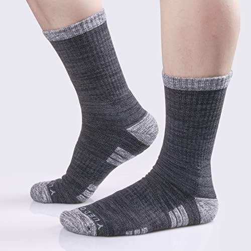 ЈУЕЏ 5 Пара Машки Чорапи За Пешачење Влага Амортизирани Чорапи На Екипажот Обложени Работни Чорапи За Чизми Со Големина 6-9, 9-12, 10-13