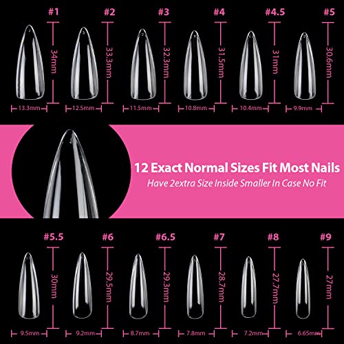 Уна Гела Стилето Лажни Нокти 312 парчиња - Средно Стилето Притиснете На Ноктите Јасни Нокти Од Стилето Гел Совети За Целосно Покривање