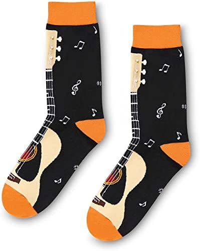 ХАПИПОП Смешни Чорапи Музички Чорапи За Мажи, Подароци За Новини Подароци За Љубители На Музика Подароци За Мажи