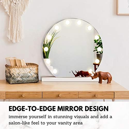 Јокукина Суета Огледало со 12 LED Светла, 20 Инчен Холивуд Осветлена Шминка Огледало За Соблекувалната, Маса, Бела