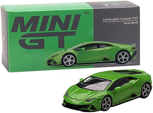 Truescale Miniatures Lambo Huracan Evo Verde Mantis Green Metallic Limited Edition на 4200 парчиња ширум светот 1/64 Diecast Model Car со