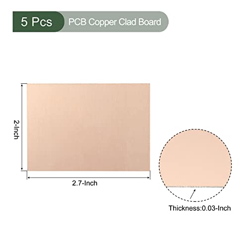 Yokive 5 компјутери PCB PCB Bopper Clad Board, FR4 двострани табли со празно коло, одлично за електронски хоби, гравирање, кола проекти